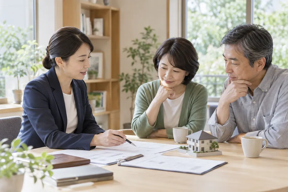 住まいの書類を見ながら専門家に相談するイメージ